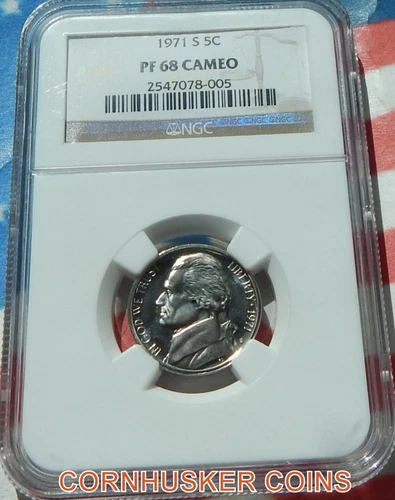 1971 S JEFFERSON NICKEL NGC PF 68 CAMEO  ~ GREAT EYE APPEAL ~ FREE SHIPPING