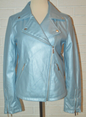 Women's Bagatelle Blue Shimmer Biker Jacket Size Small