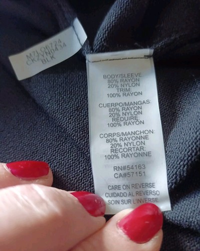 CALVIN KLEIN STUNNING BLACK FINE KNIT DRESS WITH BELL SLEEVES SIZE L. AS NEW - Picture 10 of 11