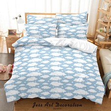3D White Cloud Pattern Kids Quilt Cover Set Duvet Cover Bedding Pillowcases