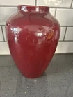 Vintage Haeger Pottery Vase Cherry Red Glossy Glaze 10” x 7” #4436 Dated 1990