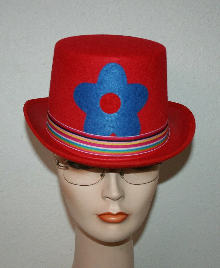 Payaso Rojo Top Sombrero Flor Circo Payaso Vestir Disfraz Accesorio Teatral Foto 4 de 4