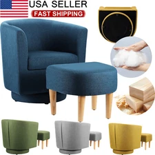 Modern Fabric Swivel Accent Armchair Single Sofa w/Ottoman 360° Rotating Chair