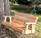 5ft Wooden Porch Swing Outdoor Patio Natural Wood Bench Hanging Garden Seat