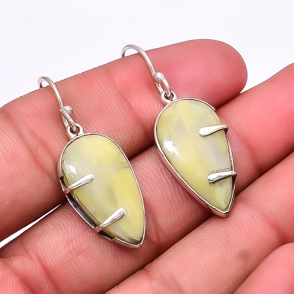 Natural Serpentine -Russia 925 Sterling Silver Earring 1.56