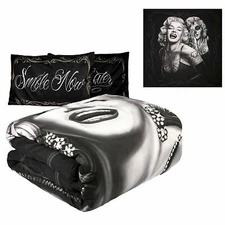 DGA Marilyn Monroe Smile Now Cry Later Day of the Dead Queen Comforter Set 3PC