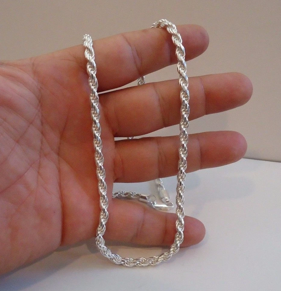 Men's Rope Chain Real Solid 925 Sterling Silver Necklace 6mm 18-30 ITALY  MADE