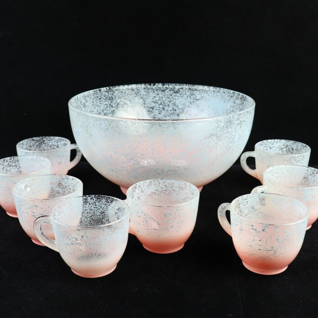 federal glass punch bowl set