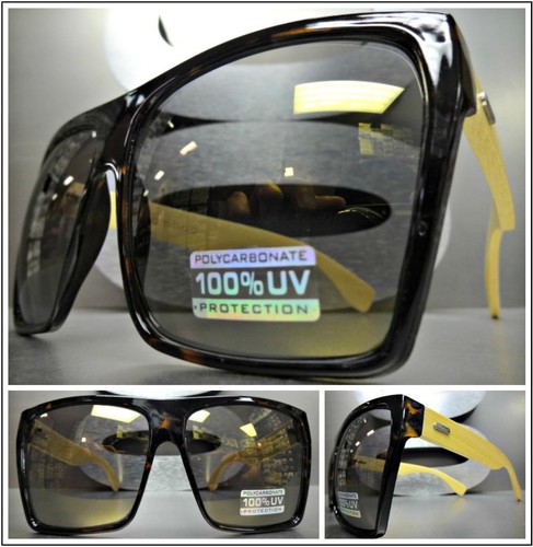 Occhiali Da Sole In Vero Legno Di Bambù - Lenti A Specchio - Forma Quadrata - Unisex