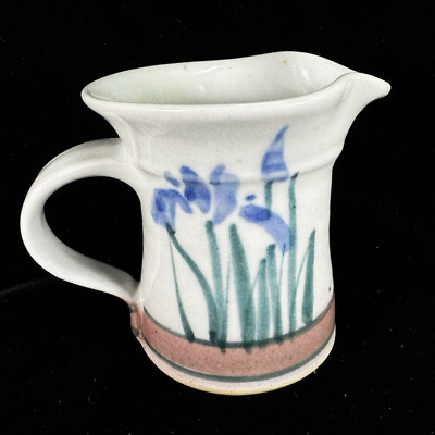 MH Art Pottery TOM MASON/SUSAN HOLDER Creamer Pitcher Floral Iris 4.25'' Signed
