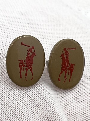 Ralph Lauren Polo Vintage Small 1/2 Inch Stud Earring Brown And