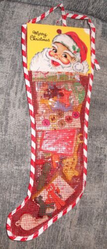 Retro Vintage 14" Netz Netz Weihnachtsstrumpf 1960er-80er Spielzeug Spiele HUNDE Kaugummi Pokey - Bild 2 von 6