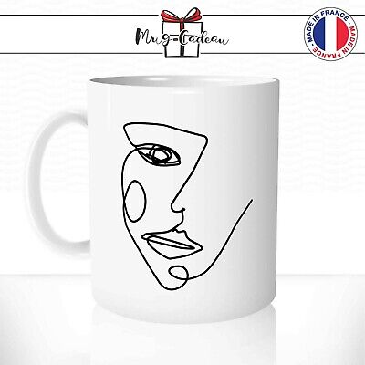 Mug Visage Art Simpliste Decale Picasso Dessin Simpliste Noir Blanc Tasse Cafe Ebay
