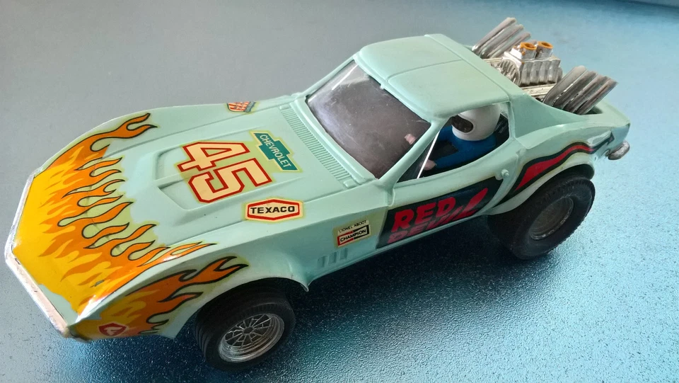 Scalextric Exin 4050 Chevrolet Corvette Dragster Lt Blue No 45. Made in SPAIN. - image 3 of 4