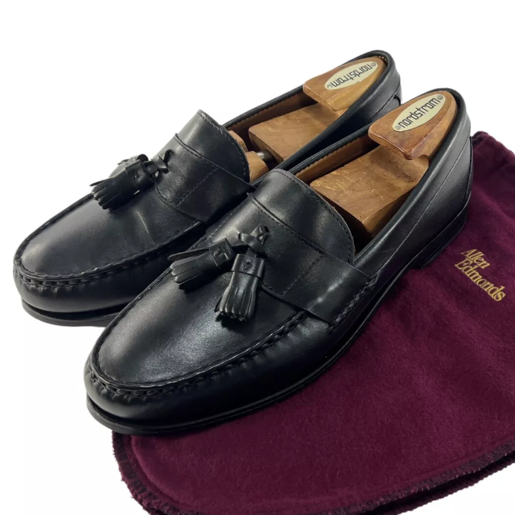 Allen Edmonds Schreier Leather Tassel Loafers 10 D Black w Bags