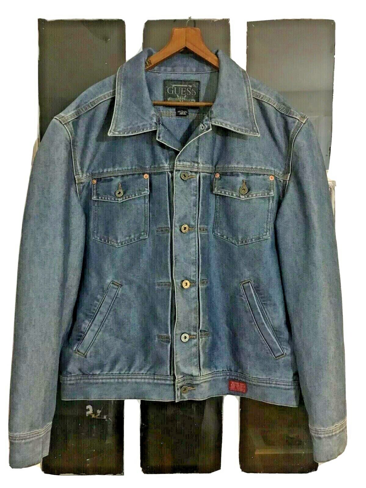 90S Y2K GUESS MENS BLUE DENIM JEAN JACKET GAP LEVI'S … Gem