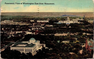 Panoramic View Washington DC E From Monument Antique Postcard PM Cancel WOB Note