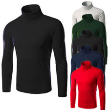 'Men Roll Turtle Polo Neck Long Sleeve Jumper Pullover Sweater Casual Tops