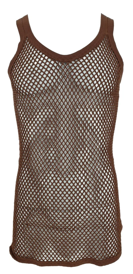 MENS STRING MESH VEST 100% COTTON MESH FISH NET FITTED STRING VEST SIZE-S to XL - Image 2 of 3
