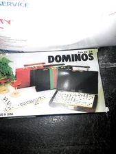 DOMINOES DOUBLE SIX LEATHERETTE CASE STANDARD SIZE TILE THICK 28 PC DOMINO GAME