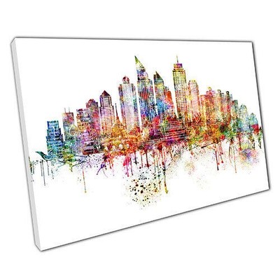 Kunstdruck auf Leinwand Bunte Skyline Wahrzeichen Bangkok Thailand Wandbild Kunstdruck