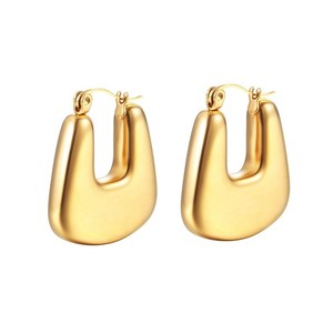 Authentic 18K Gold Plated Hoop Earrings Lightweight Chunky Thick Hoops Geometry Gold Women