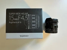 Voigtlander 15mm f4.5 Super Wide-Heliar Aspherical III Lens Sony E Mount MINT