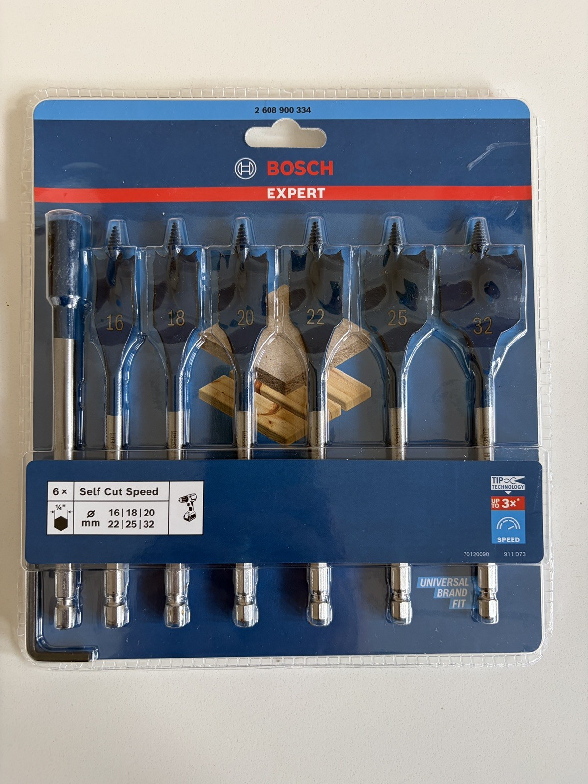 Bosch EXPERT Self Cut Speed Spade Drill Bit Set, 16 - 32 mm, 7 pc, 2608900334