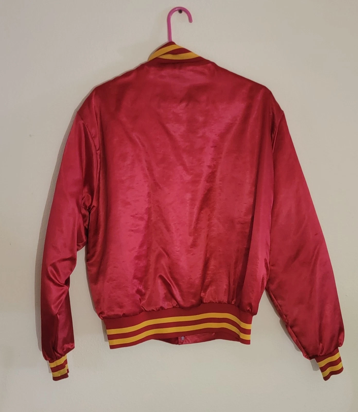 Vintage US Marines Jacket Mens Large Red Soffe Satin Varsity Bomber Made USA 80s - product detail image 6