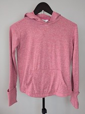 Athleta Girl Uptempo Hooded Top M 8-10 Pink Space Dye Long Sleeve Pockets