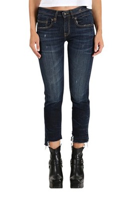 R13 Boy Straight Damen Jeans 27 Howell Indigo Ausgewaschen Cropped Knöchellang