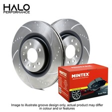 Front Dimpled and Grooved Brake Discs and Mintex Pads to fit Ford Focus RS MK2
