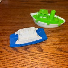 Vintage 1970s American Plastic Toys Tugboat and Ferry Boat Set Made in USA