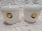 2- Vintage Hazel Atlas White Milk Glass Apple Jelly Jar & Lids With Foil  Labels