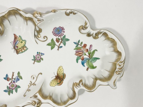 1x Herend Queen Victoria Green Boarder Serving Platter Tray Bowl 32 cm - Picture 7 of 9