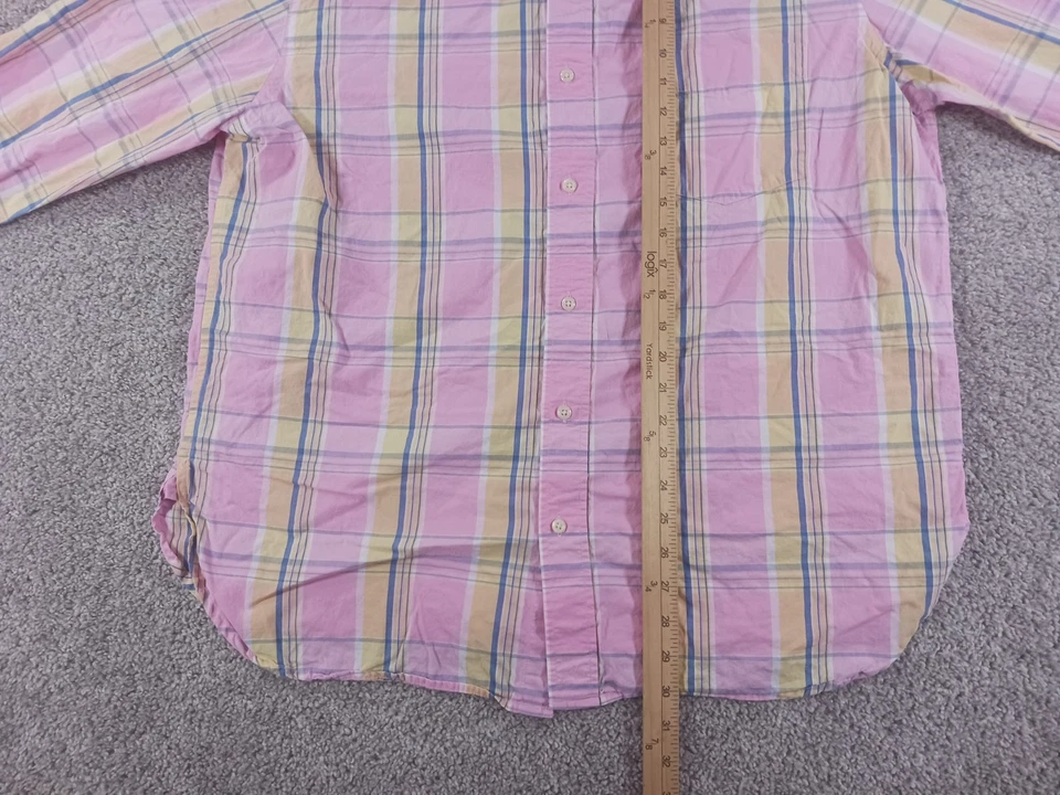 Большая мужская рубашка Steve & Barrys с длинным рукавом на пуговицах розовая клетчатая хлопок - Изображение 3 из 4