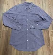 Gant Oxford Shirt Mens Large 16.5 Purple Fitted Button Down Collar Long Sleeve