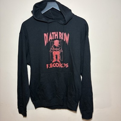 Death Row Records Hoodie Mens Medium Black Red Graphic Hip Hop Pullover