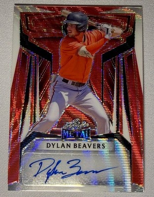 2023 Leaf Metal Autographs Dylan Beavers #BA-DB1 Red Prismatic /3 (AU, RC)