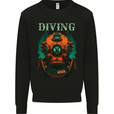 Felpa Uomo Con Cappuccio Retro Per Immersione Con Casco Da Sub