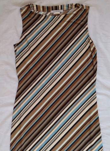 Vintage LA Belle Sleeveless Dress Striped Multicolored Retro 70s Made in USA - Picture 2 of 13