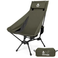 Tigerblade High Back Camping Chair with Pillow Design, Comfortable Widened Se...