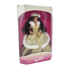 Vintage 1995 Winter Fantasy Barbie Doll Brunette Hair Gold Gown