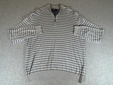 Johnnie O Sweater Mens XL Gray Knit 1/4 Zip Mock Pullover Golf Preppy Silk Blend