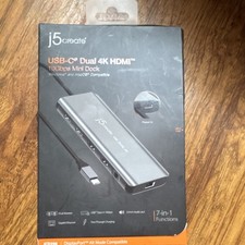j5create USB-C Dual 4K HDMI 10Gbps Mini Dock JCD398 Gigabit Ethernet