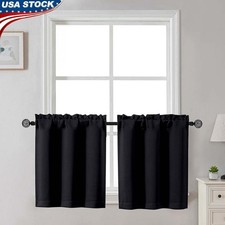 Kitchen Blackout Curtains Set Dual Hanging Light Filtering Privacy Protection US