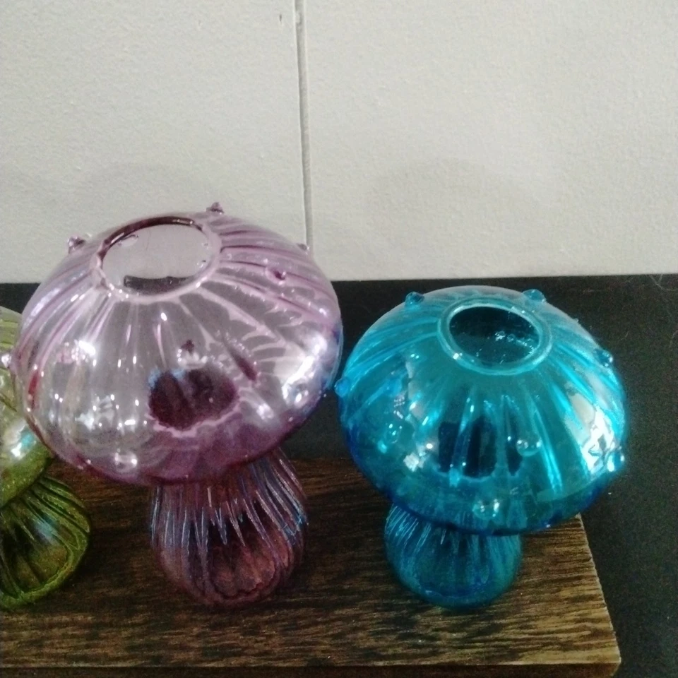 Гриб мини стеклянная ваза набор из 5 с деревянный держатель 4 «- 4,5» многоцветный - Изображение 4 из 4