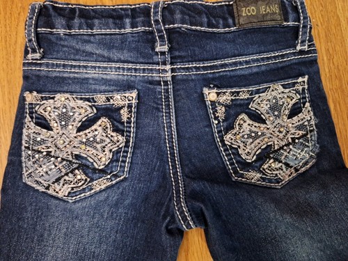 ZCO Girls Capri Embellished Studded Western Adjustable Waist Jeans Kids Size 4 - Picture 6 of 9