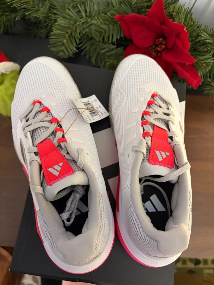 Adidas Women's Barricade 13 Tennis Sneaker, Champagne Metallic/Lucid Red US 7-10 - Image 3 of 4