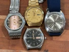 Lot of 4 Vintage Seiko / Orient Automatic Men's Watches For Parts Repair / Wear